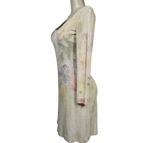 VTG NWT 90s Y2K HUEY WALTZER 4 GLITTER Floral Pastel Fairy Watercolor Saks Dress - Picture 5 of 15